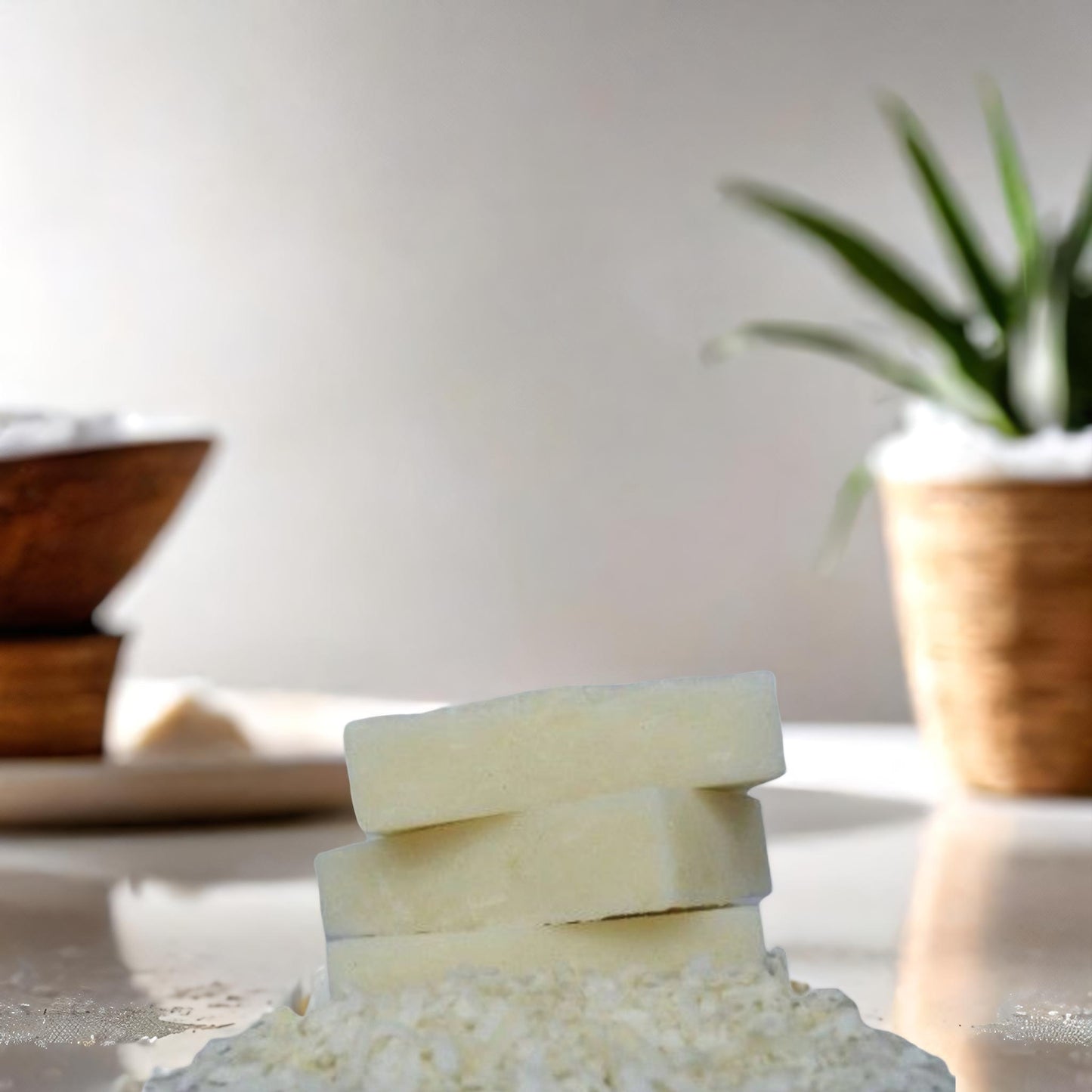Handmade Coconut Shea Butter Soap Bar with Exfoliating Coconut Flakes, Natural White