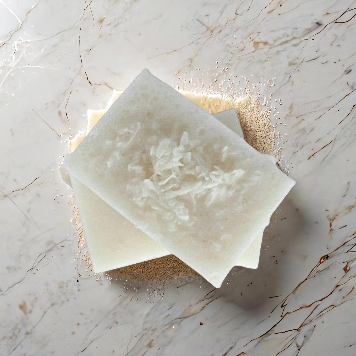 Handmade Coconut Shea Butter Soap Bar with Exfoliating Coconut Flakes, Natural White